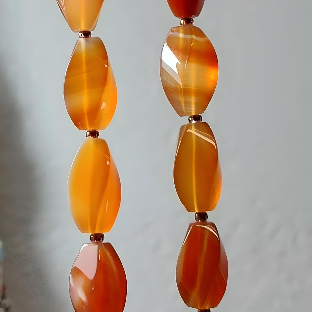Vintage Sterling Silver Carnelian Mother Of Pearl Floral Pendant Necklace 18" - Picture 13 of 15